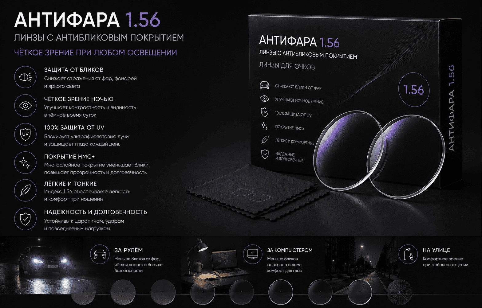 Антифара 1.56 — Желтый полимер НМС BLUE